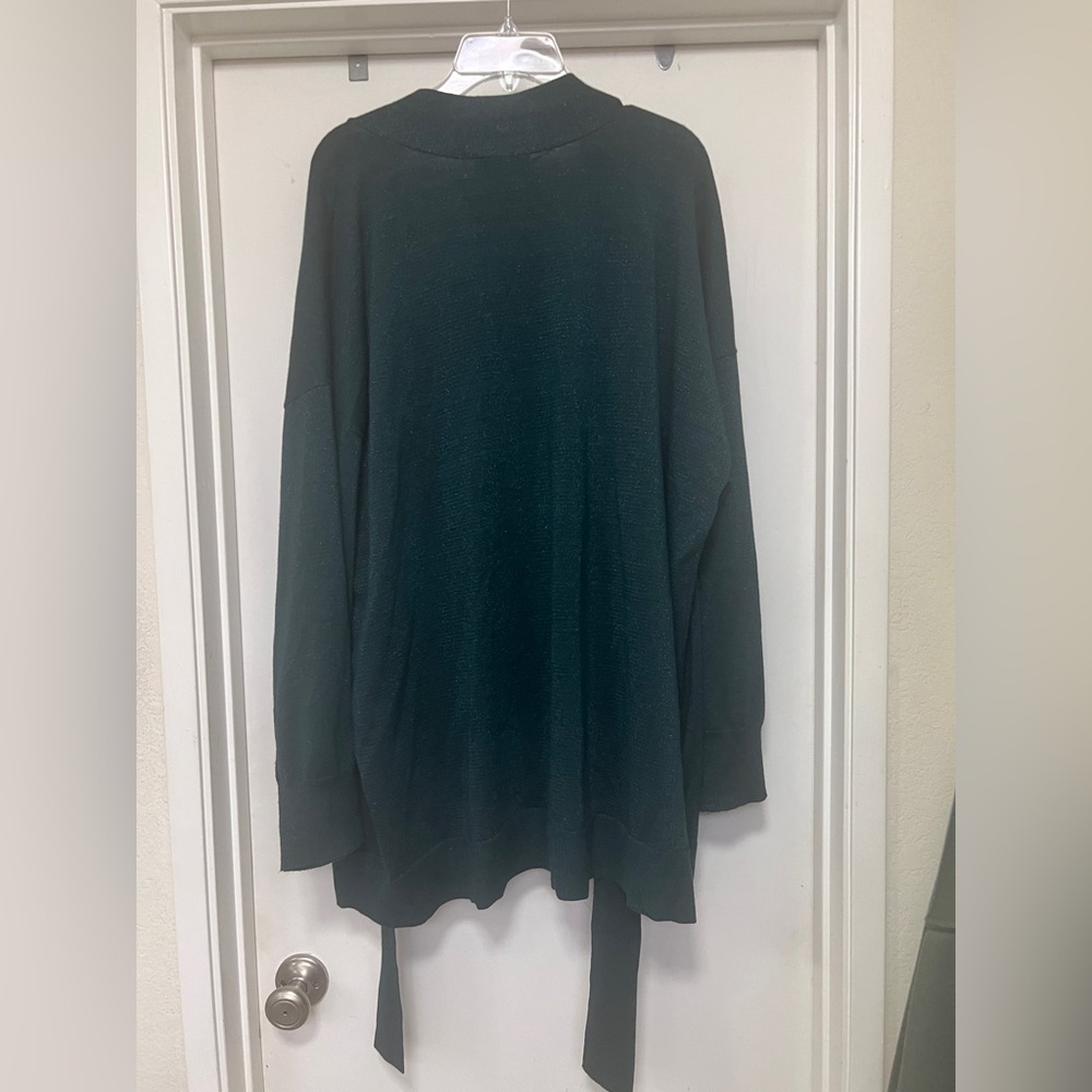 Lane Bryant Classic Tie-Front Shine Cardigan - jewel green - size 26/28 - Picture 6 of 9